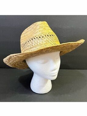 Broner Mens Straw Cowboy Hat Size Natural Ventilated Brown Banded One Size Rodeo